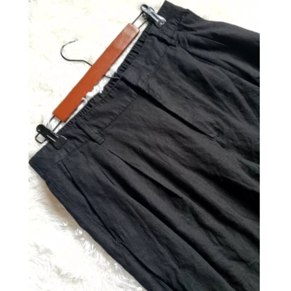 GAP High Rise Wide Leg Pleated Linen Trouser Pants Size 16 Black #875360 NWT $80 - Picture 11 of 11